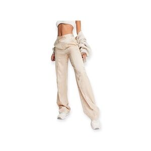 Topshop Pinstripe Satin Wide Leg Pants in Cream Sz. 8